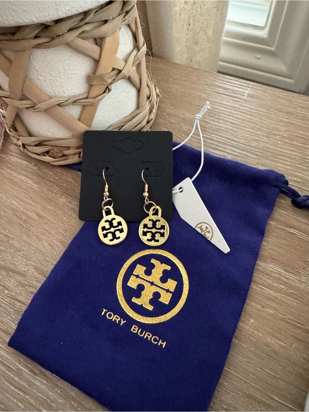 New - Tory Burch Gold Double-T Drop Earrings
